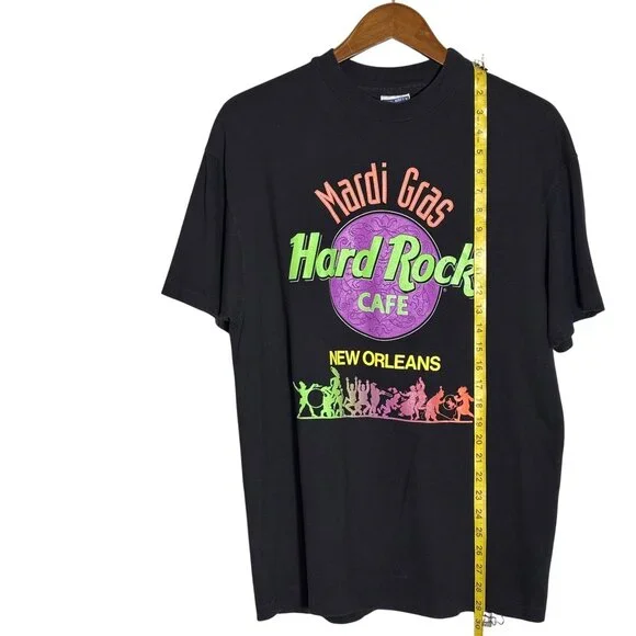 Vintage Hard Rock Cafe New Orleans Mardi Gras Black T-Shirt L Hanes Beefy-T 100% - Picture 3 of 9